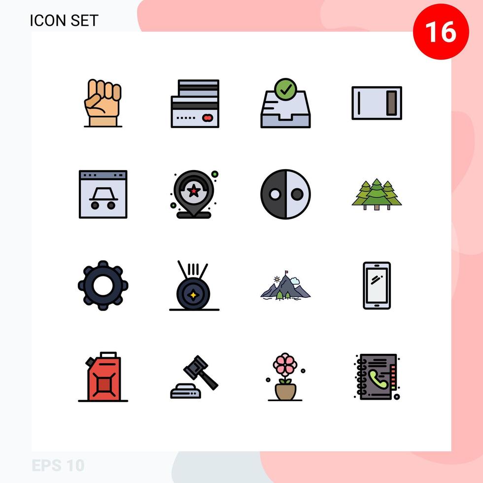 16 User Interface Flat Color Filled Line Pack of modern Signs and Symbols of home ware chopping money board mailbox Editable Creative Vector Design Elements