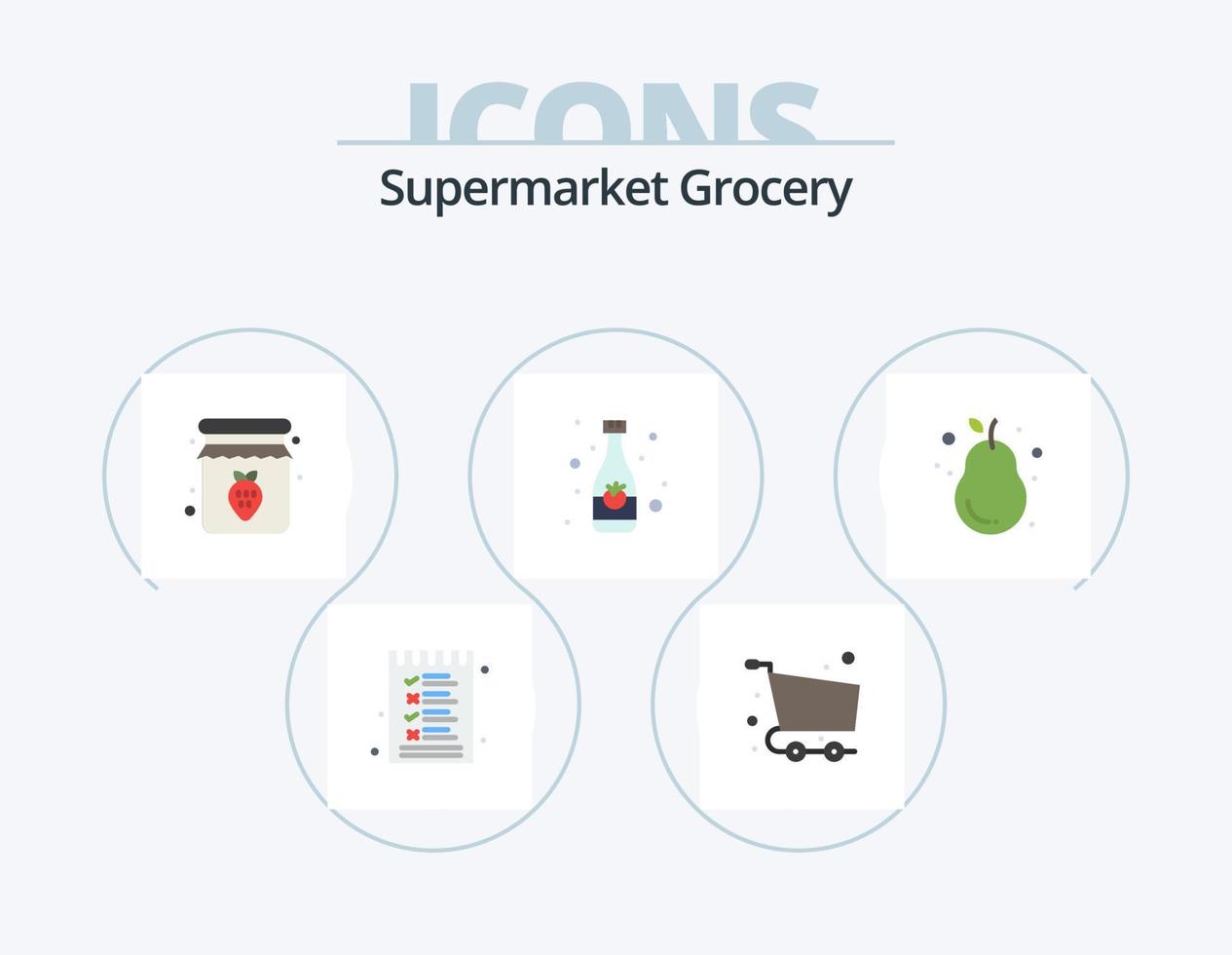 Grocery Flat Icon Pack 5 Icon Design. avocado. drink. checkout. bottle. breakfast vector