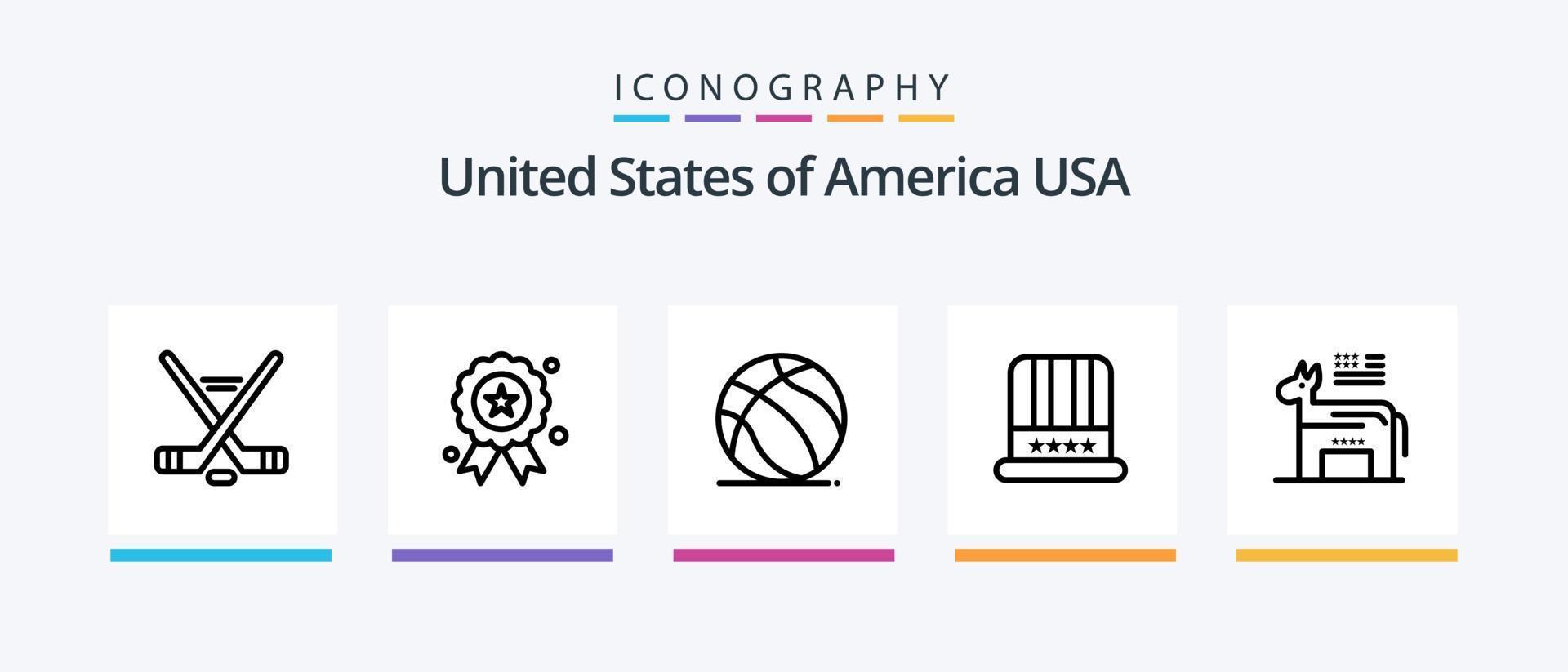 Estados Unidos línea 5 5 icono paquete incluso . oficina. calabaza edificio. gorra. creativo íconos diseño vector