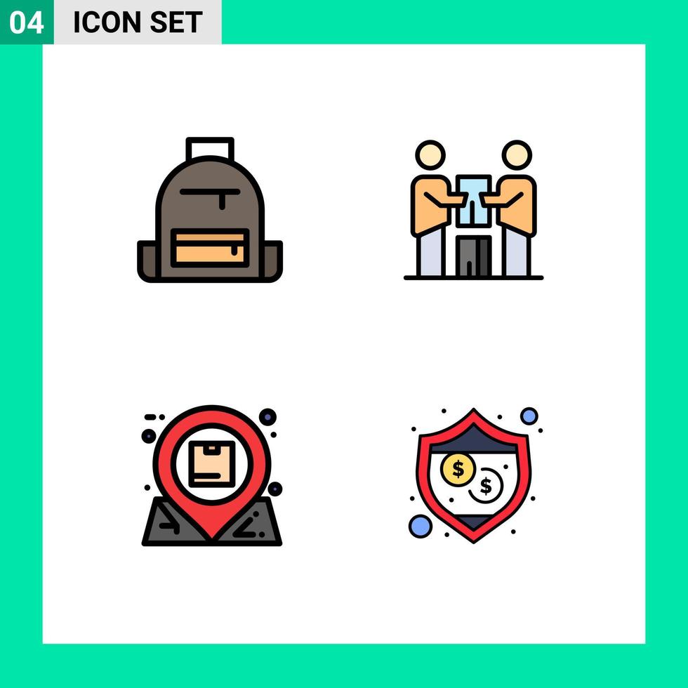 4 Creative Icons Modern Signs and Symbols of backpack team hike cooperation communication Editable Vector Design Elements