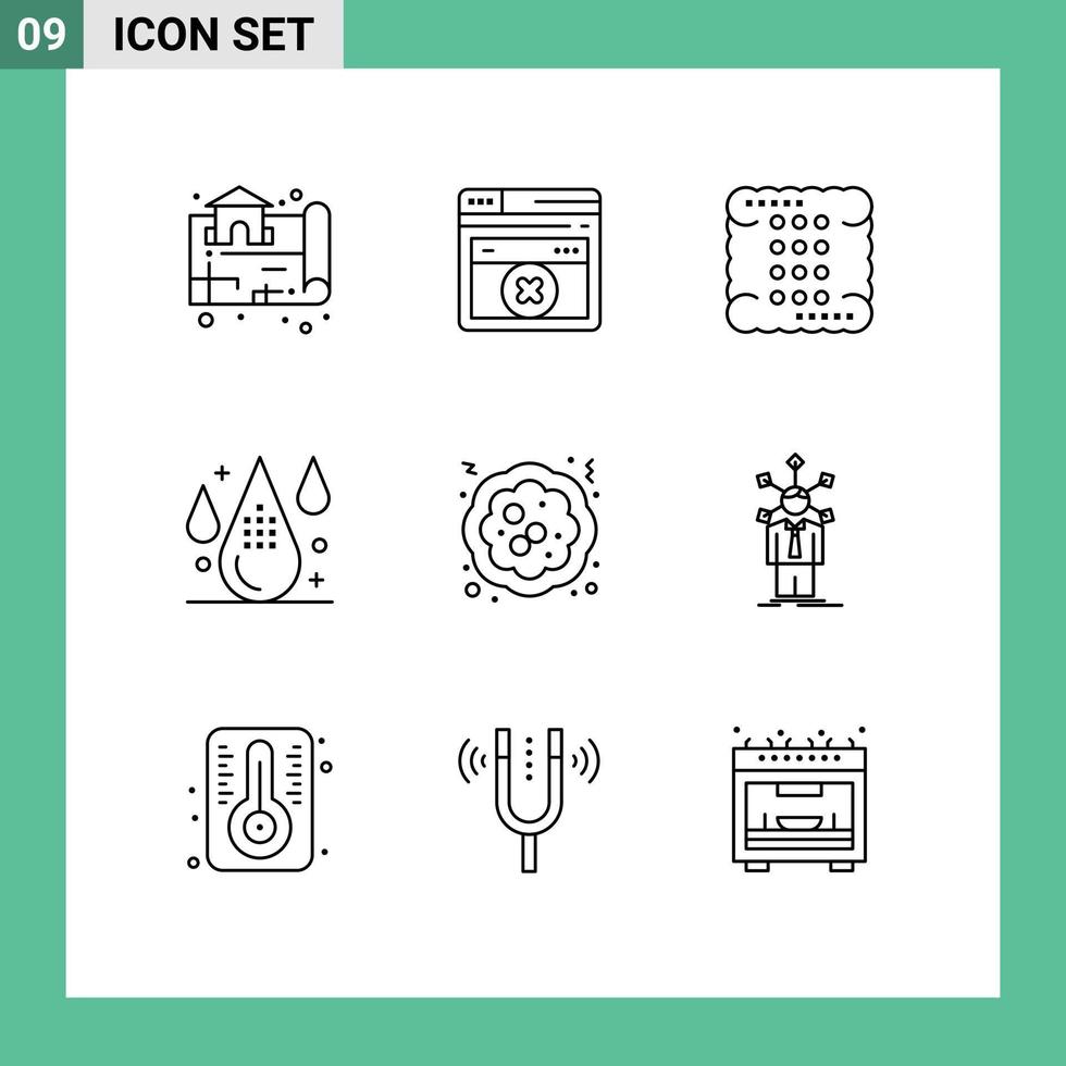 Editable Vector Line Pack of 9 Simple Outlines of cake development cooking design coding Editable Vector Design Elements