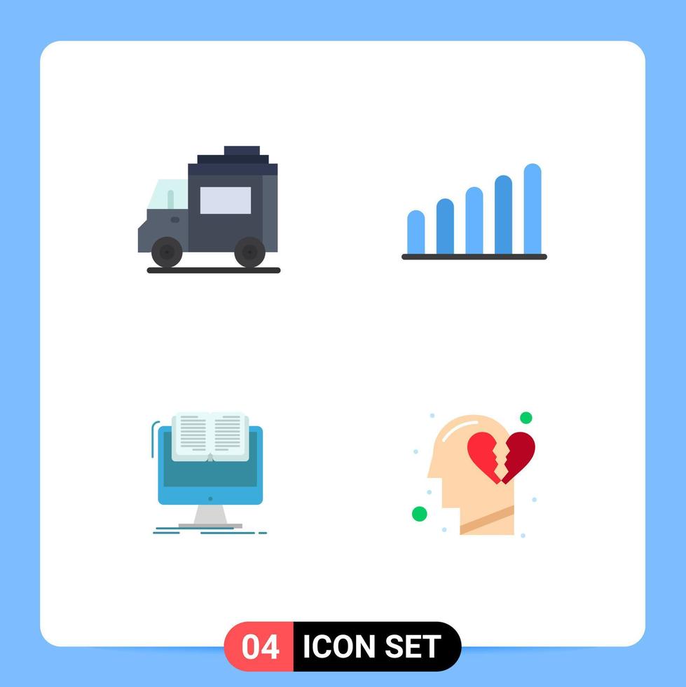 4 Flat Icon concept for Websites Mobile and Apps bus cv transport document emotions Editable Vector Design Elements