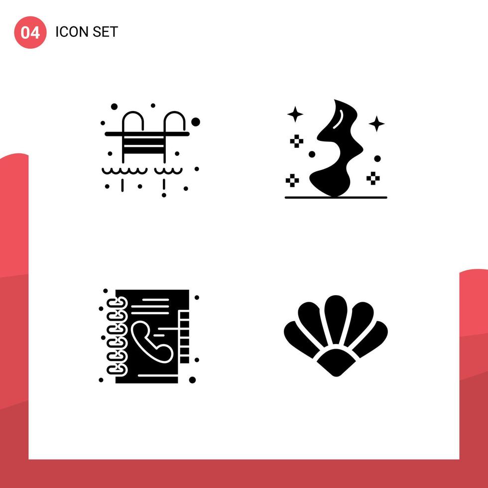 4 Universal Solid Glyph Signs Symbols of city phone magic witch clams Editable Vector Design Elements