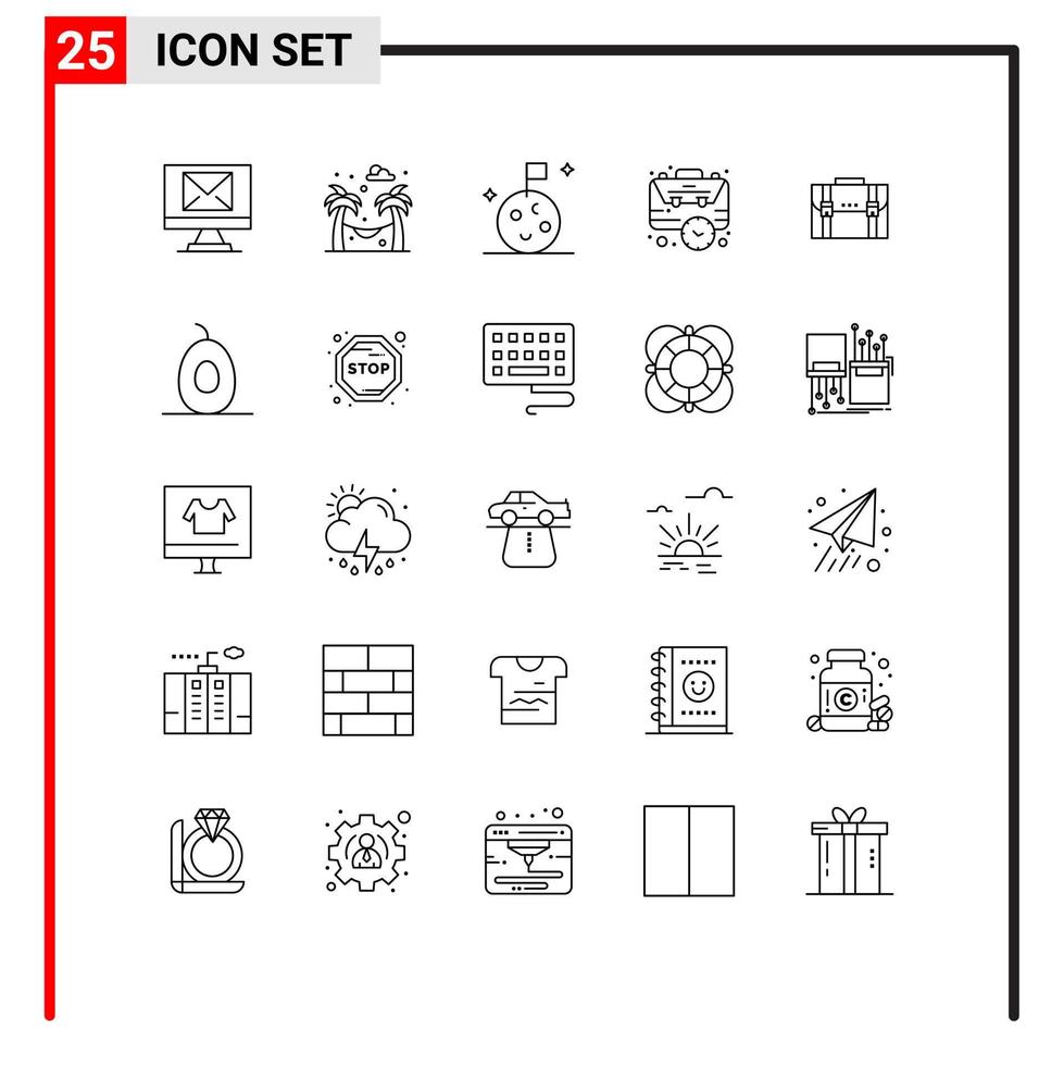 Modern Set of 25 Lines Pictograph of documents business space briefcase management Editable Vector Design Elements