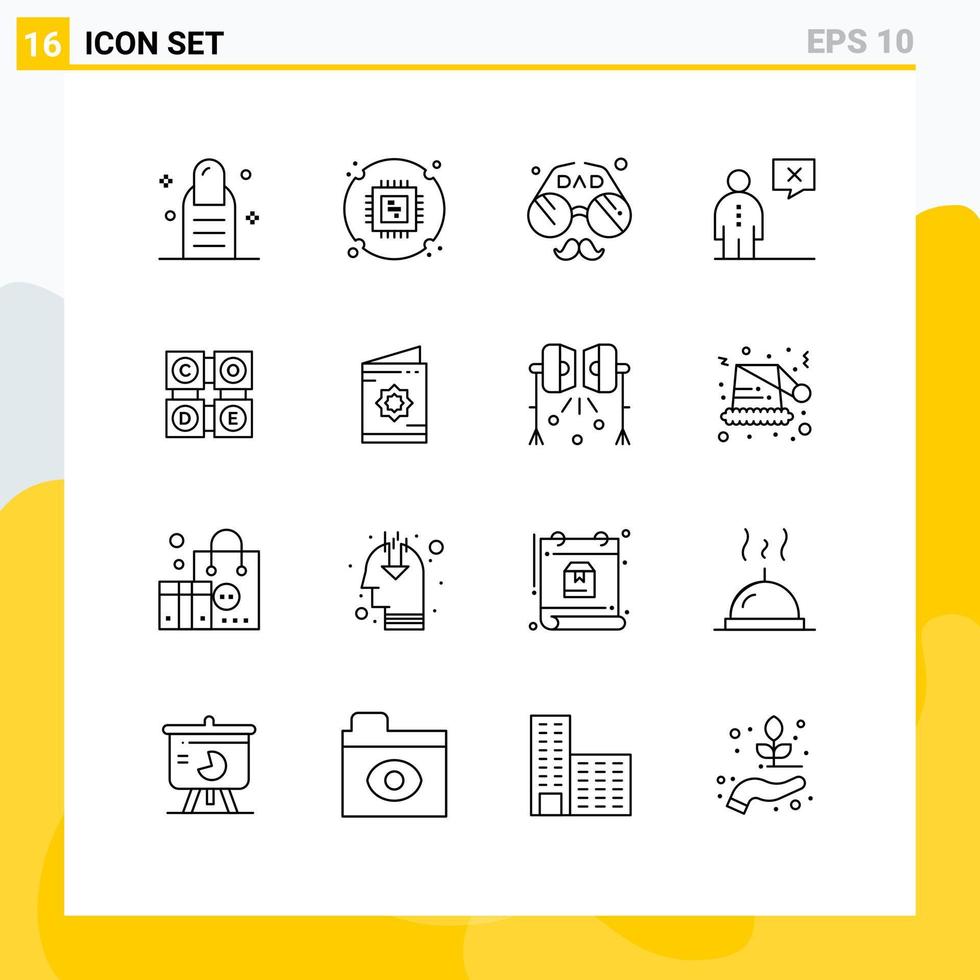 16 Outline concept for Websites Mobile and Apps code human dad corporate business Editable Vector Design Elements