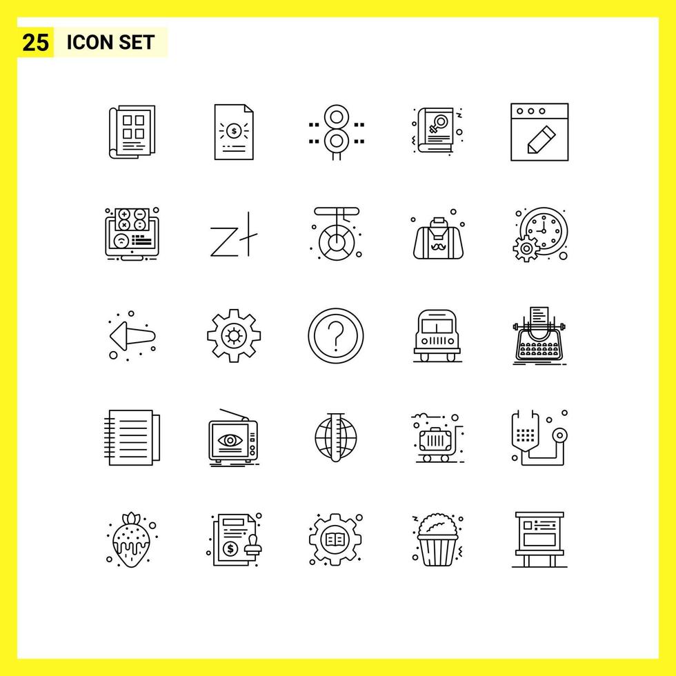 Modern Set of 25 Lines and symbols such as read book file transportation traffic Editable Vector Design Elements