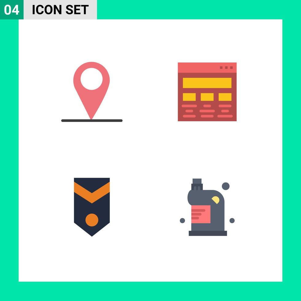 Group of 4 Modern Flat Icons Set for gps military design paint rank Editable Vector Design Elements