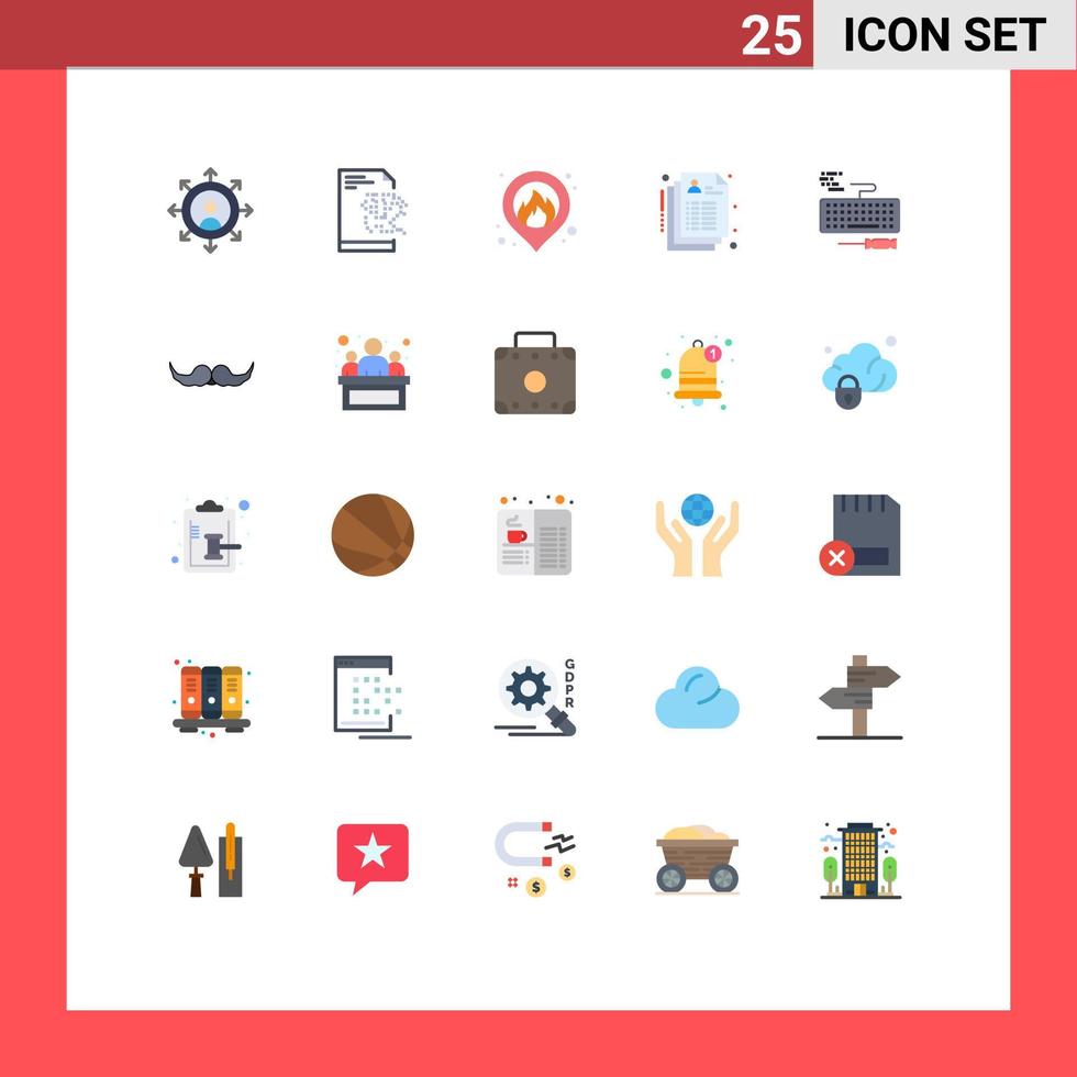 Group of 25 Flat Colors Signs and Symbols for moustache hardware map
