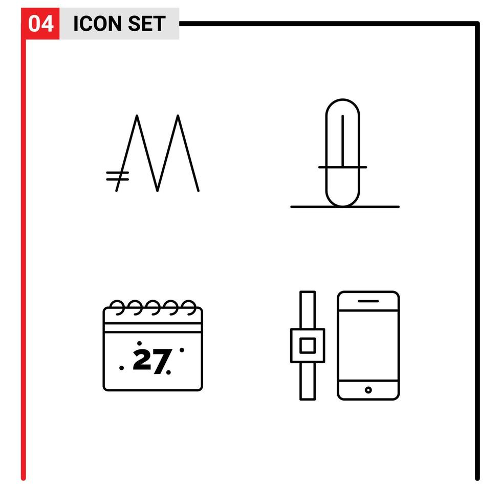 Universal Icon Symbols Group of 4 Modern Filledline Flat Colors of mona coin date crypto currency weapon smart watch Editable Vector Design Elements