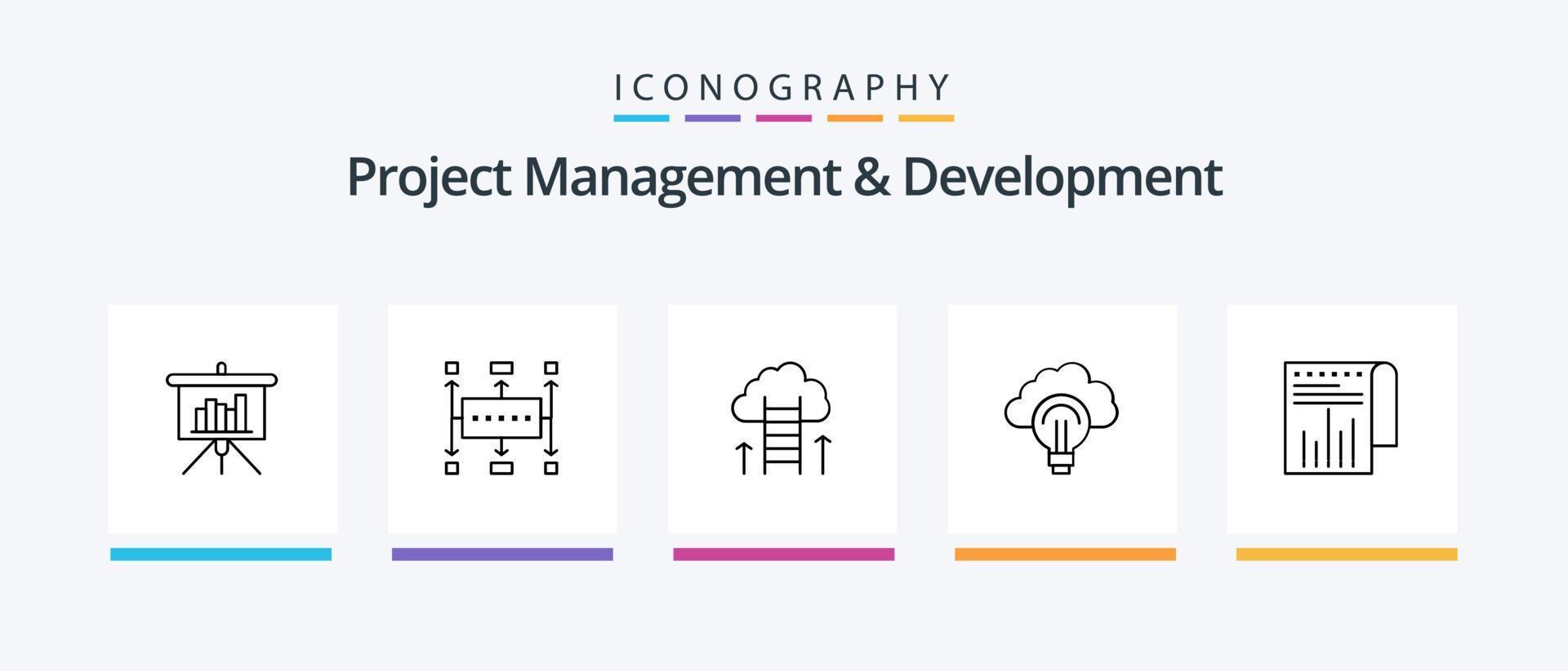 Project Management And Development Line 5 Icon Pack Including modern. business. modern. ipo. open box. Creative Icons Design vector