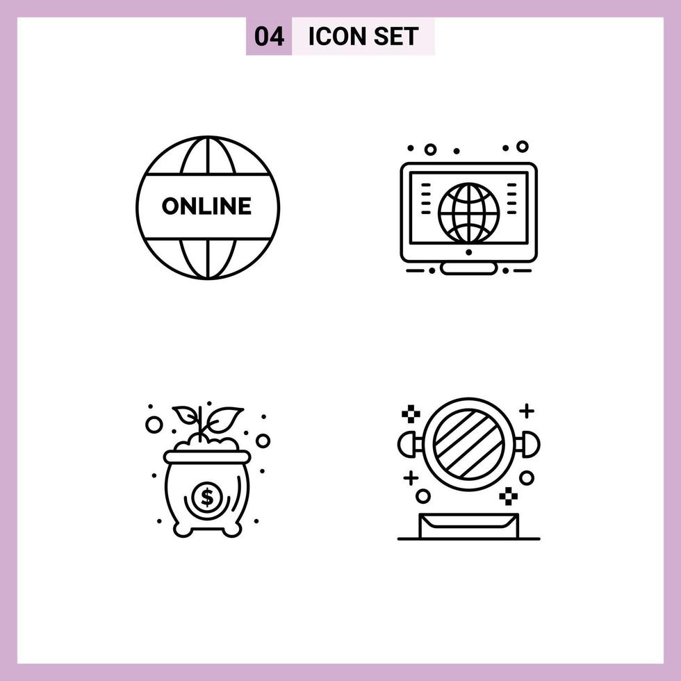 4 Universal Line Signs Symbols of business investment world learning bathroom Editable Vector Design Elements