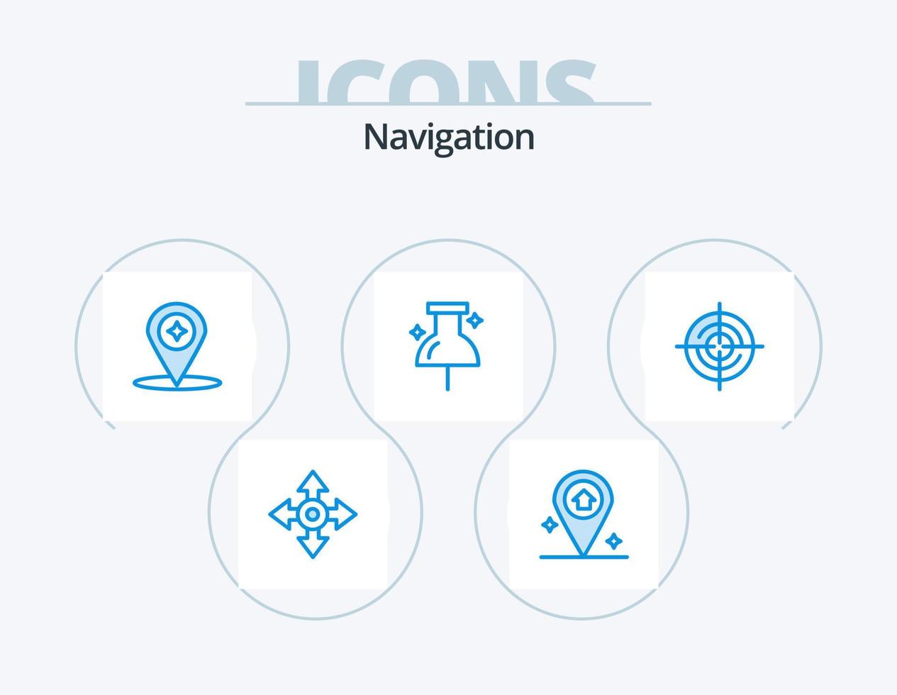 navegación azul icono paquete 5 5 icono diseño. navegación. GPS. Brújula. definir. navegación vector