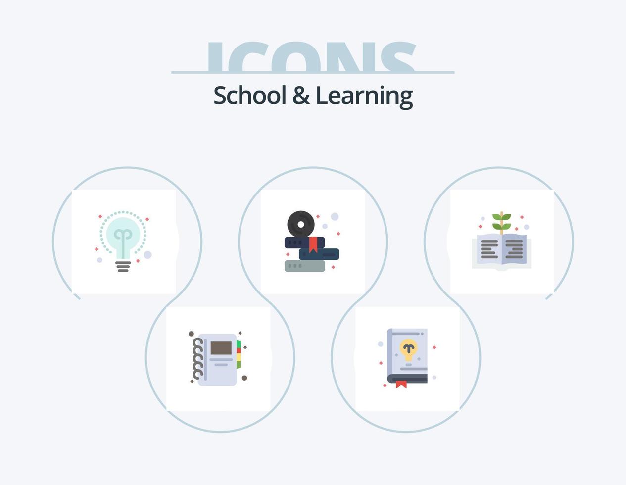 School And Learning Flat Icon Pack 5 Icon Design. . education. education. book. study vector