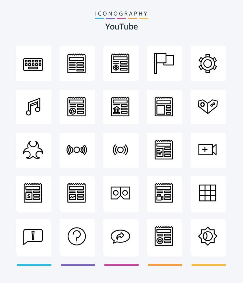 creativo Youtube 25 contorno icono paquete tal como ajuste. básico. básico. ui básico vector