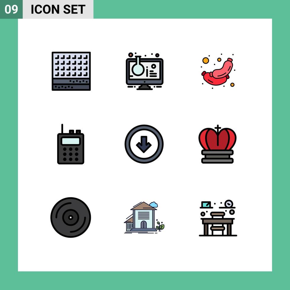 9 Creative Icons Modern Signs and Symbols of arrow radio sample tube communication sausage Editable Vector Design Elements