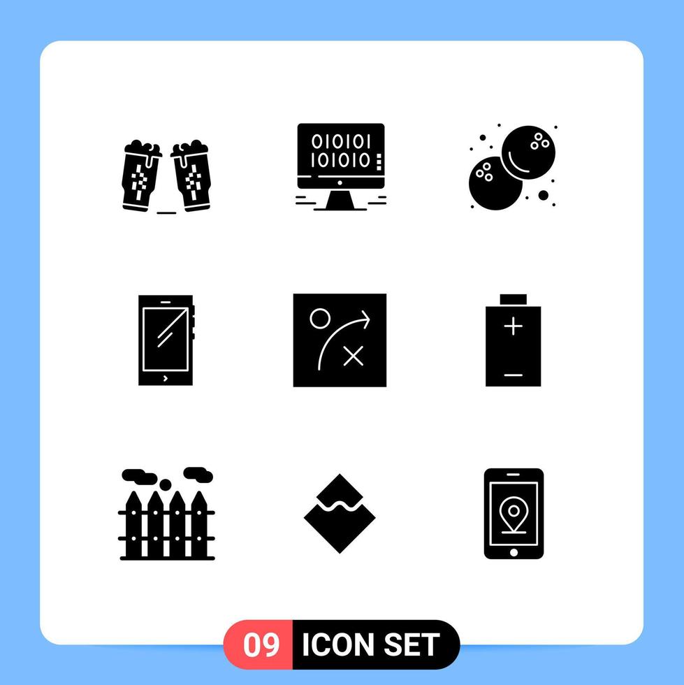 9 Universal Solid Glyph Signs Symbols of algorithm android web mobile phone Editable Vector Design Elements