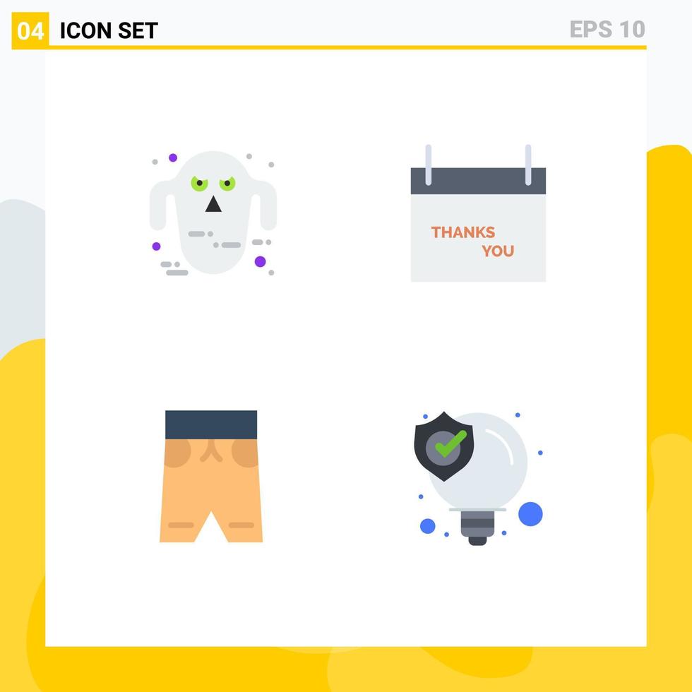 Universal Icon Symbols Group of 4 Modern Flat Icons of ghost clothing scary season shorts Editable Vector Design Elements