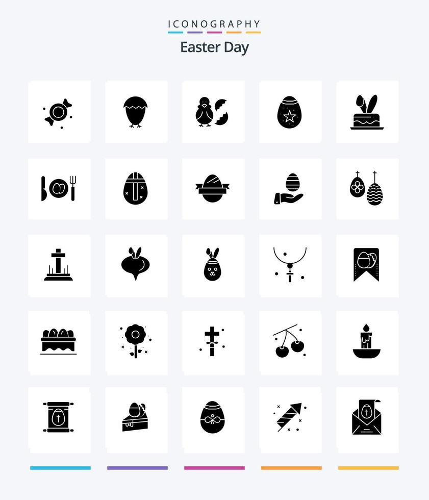 Creative Easter 25 Glyph Solid Black icon pack  Such As egg. egg. chicken. easter. bird vector