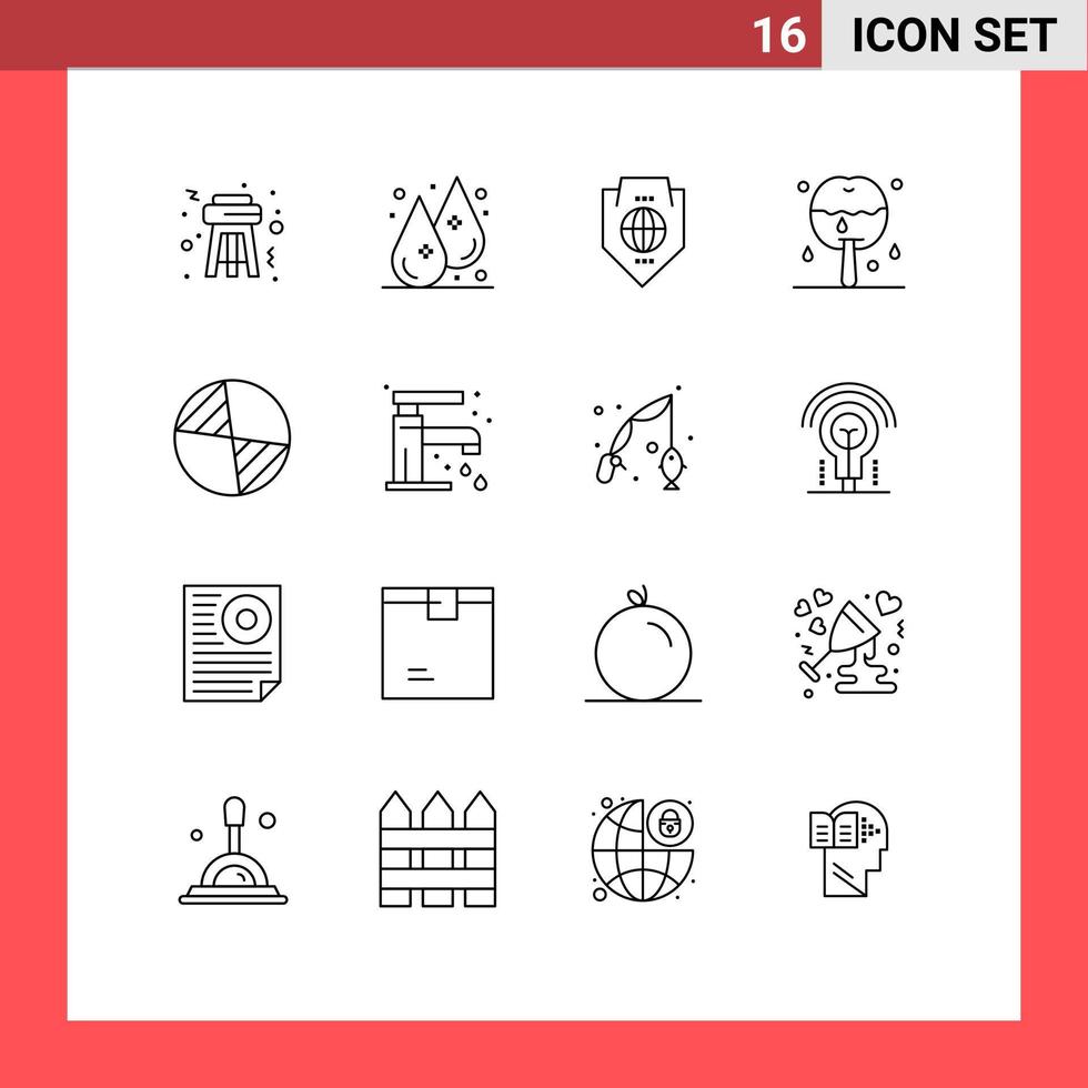 16 User Interface Outline Pack of modern Signs and Symbols of cg thanksgiving world dessert apple Editable Vector Design Elements