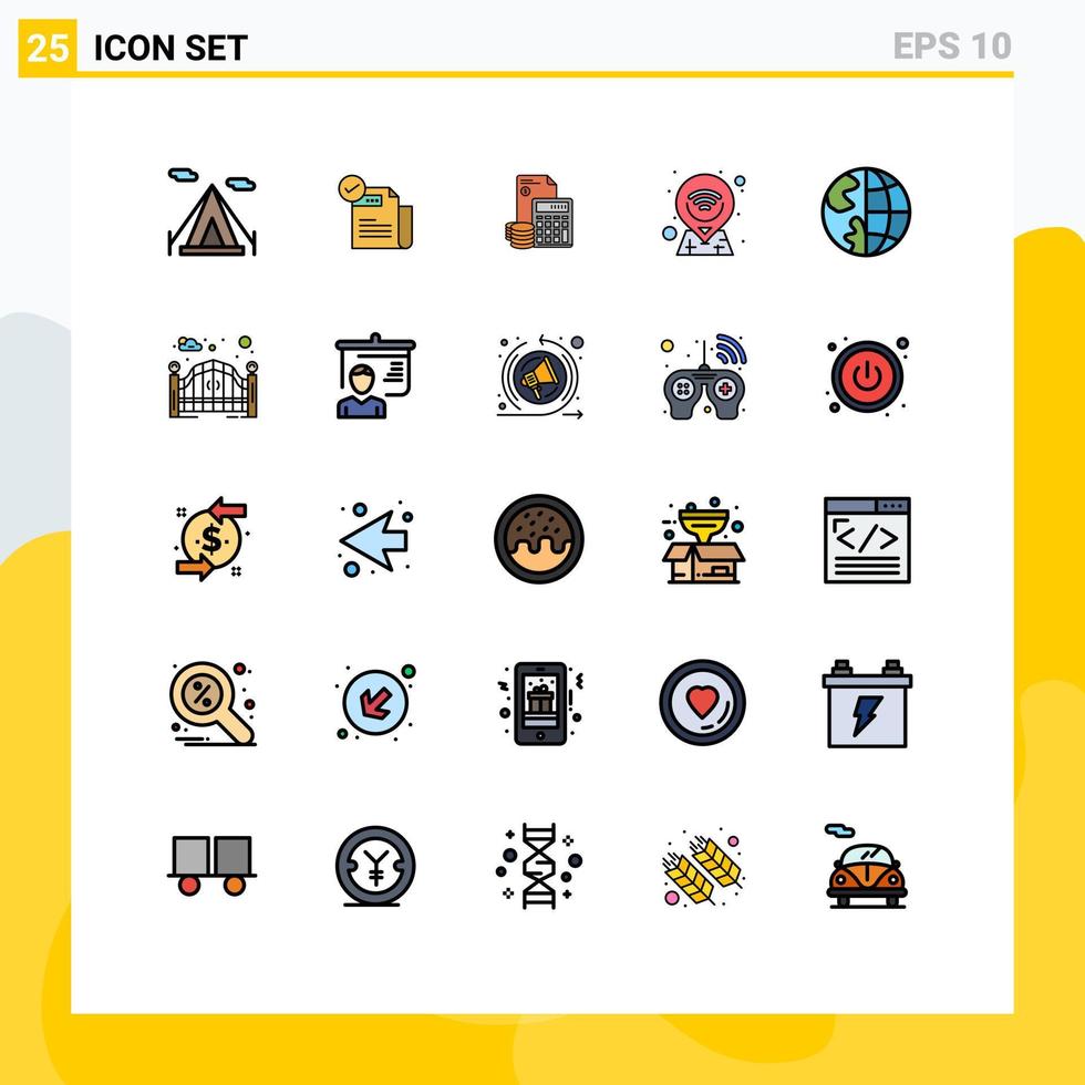 User Interface Pack of 25 Basic Filled line Flat Colors of pin location investment coins savings Editable Vector Design Elements