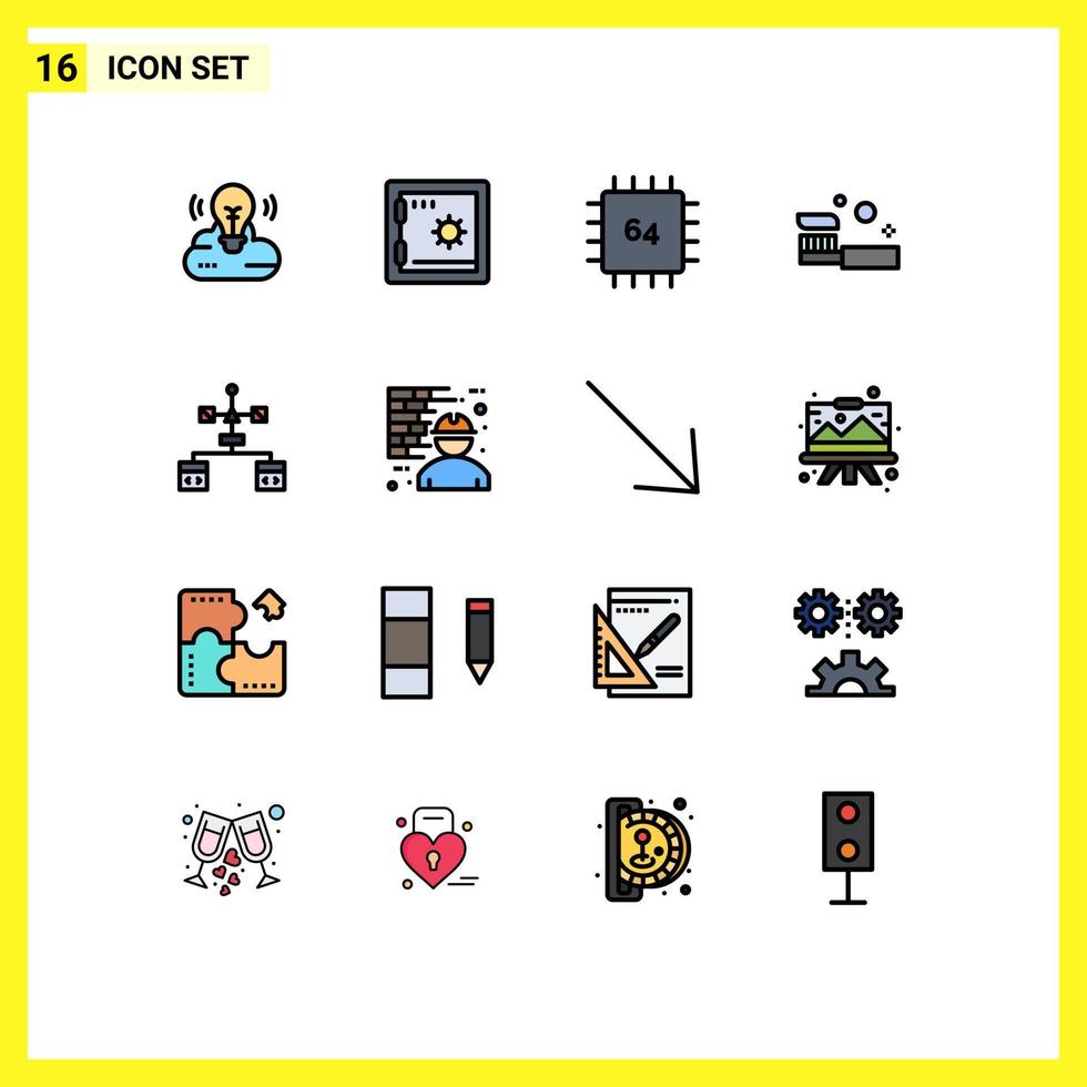 Set of 16 Modern UI Icons Symbols Signs for app shower computers cleaning bath Editable Creative Vector Design Elements