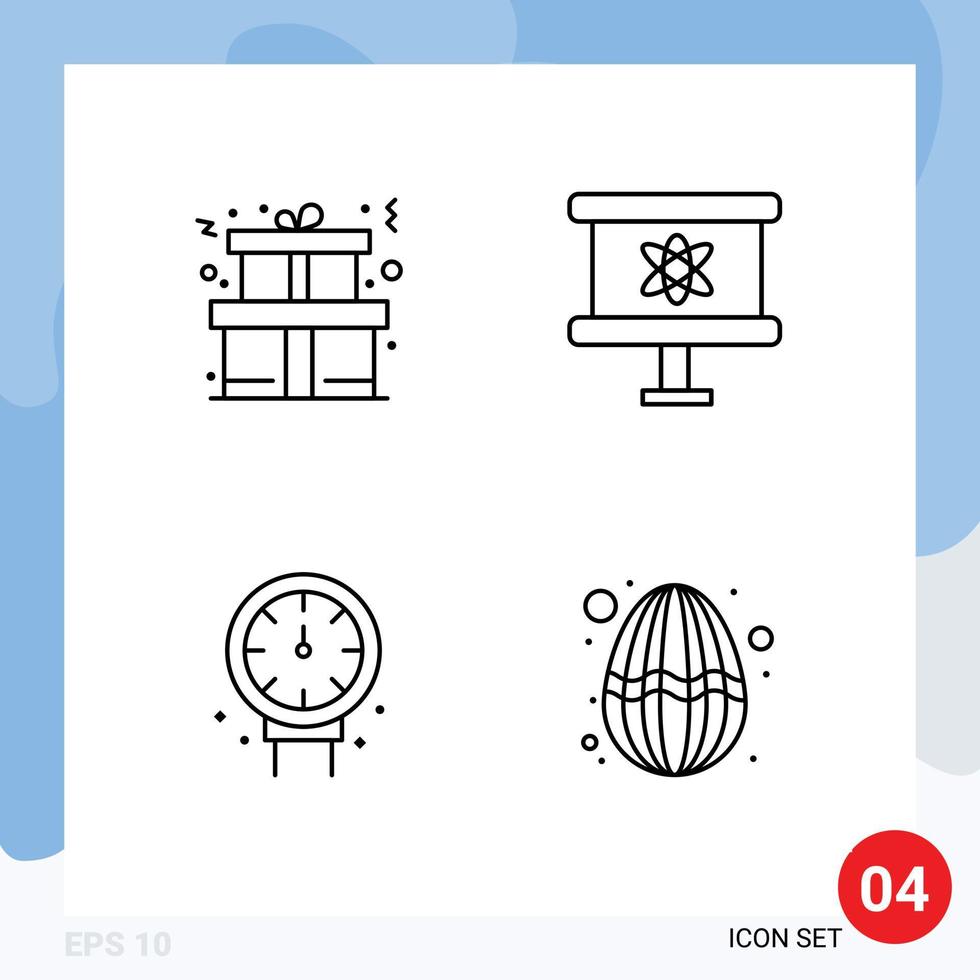 Pictogram Set of 4 Simple Filledline Flat Colors of christmas plumber atom space easter Editable Vector Design Elements