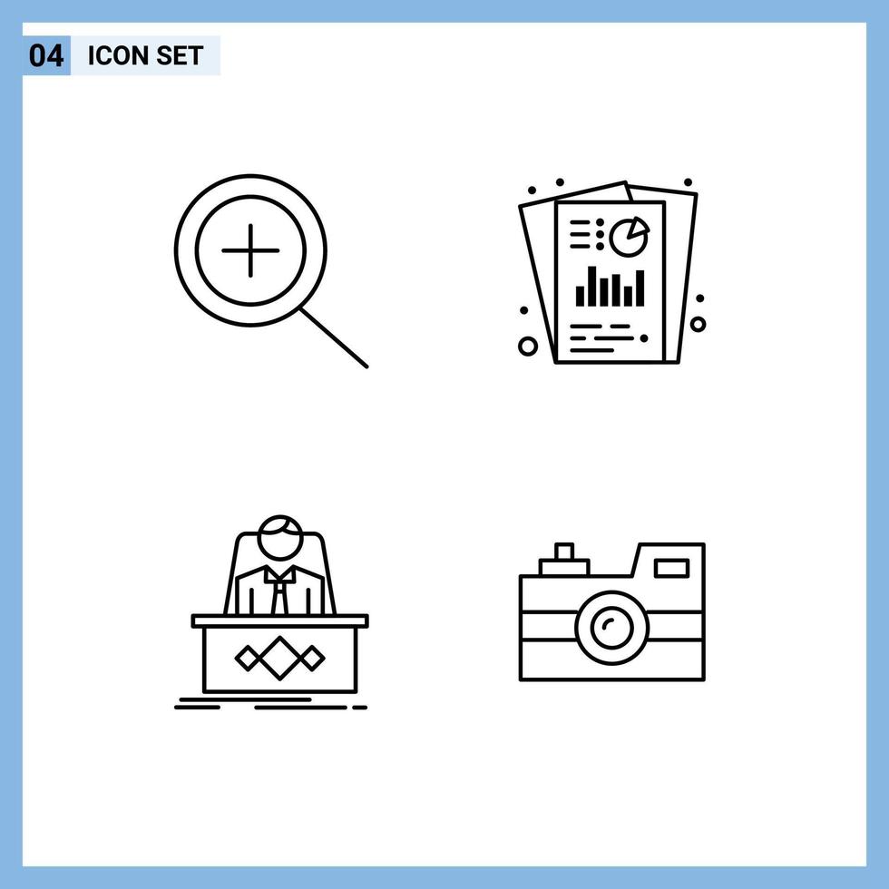 Mobile Interface Line Set of 4 Pictograms of in legend report seo report ceo Editable Vector Design Elements