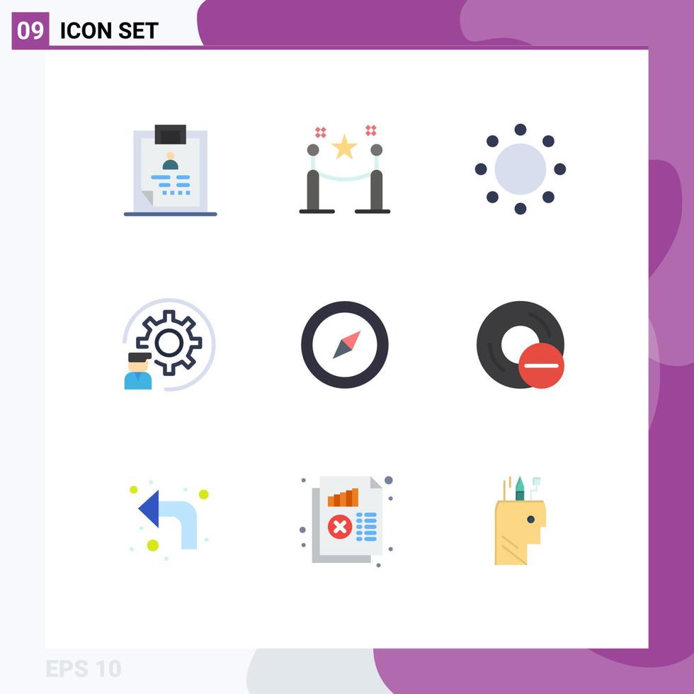 Mobile Interface Flat Color Set of 9 Pictograms of programmer development picket develop symbols Editable Vector Design Elements