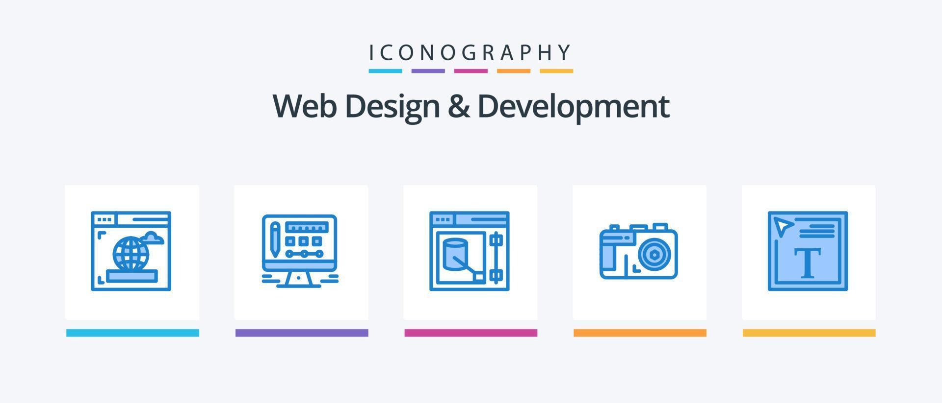 Web Design And Development Blue 5 Icon Pack Including . font design. tool. font color. photo. Creative Icons Design vector