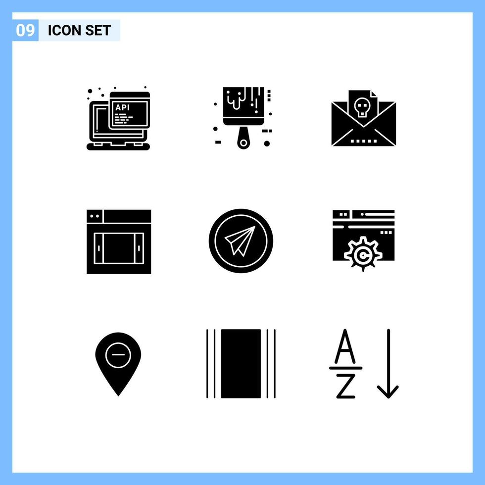 9 Solid Glyph concept for Websites Mobile and Apps launch airplane dead mobile web Editable Vector Design Elements