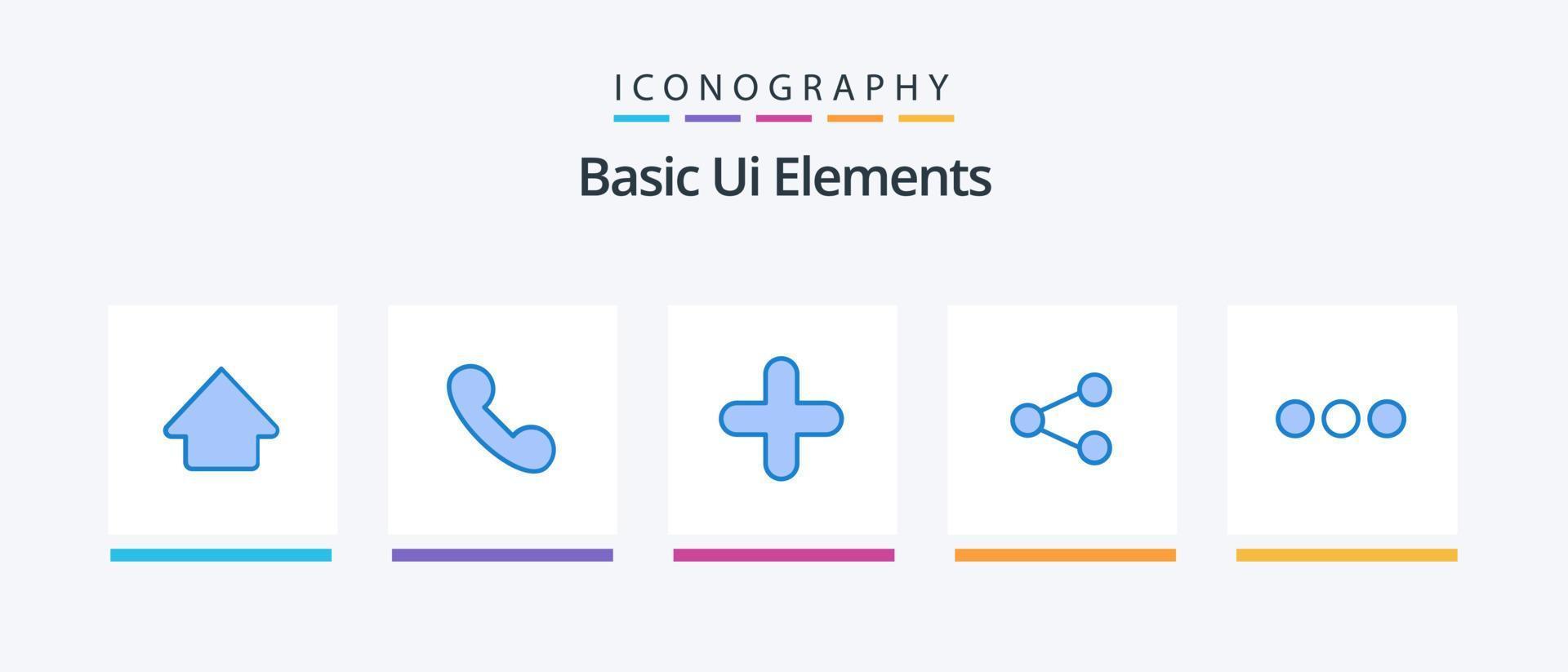 Basic Ui Elements Blue 5 Icon Pack Including massege. chat. new. sharing. share. Creative Icons Design vector