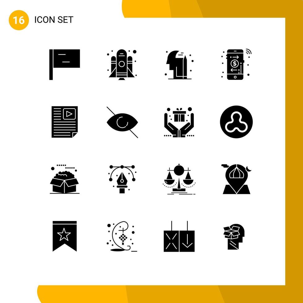 16 Creative Icons Modern Signs and Symbols of deny video arrow report page Editable Vector Design Elements