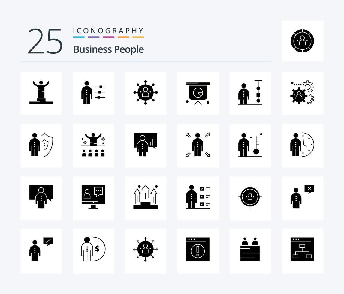 Business People 25 Solid Glyph icon pack including presentation. business. person. share. people vector