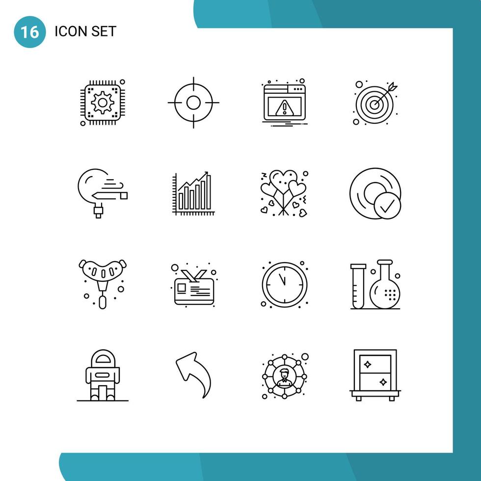 User Interface Pack of 16 Basic Outlines of school knowledge alert education goal Editable Vector Design Elements