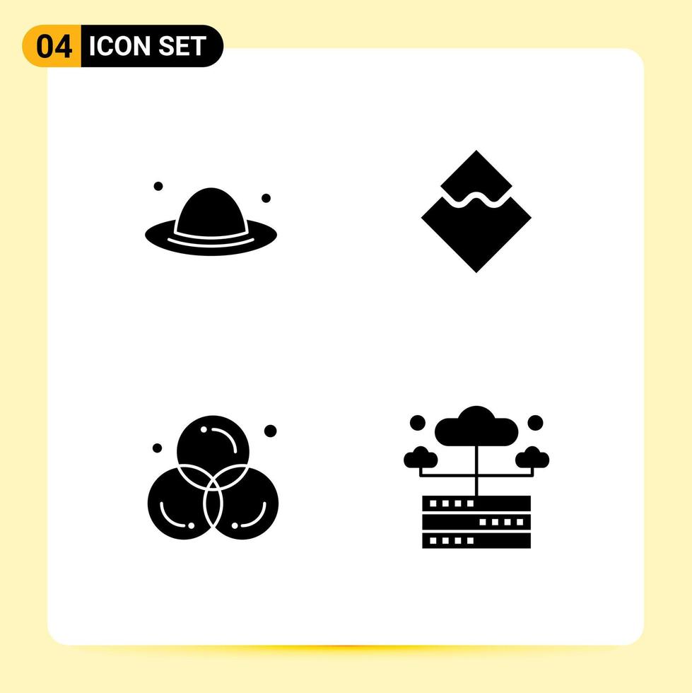 4 Universal Solid Glyph Signs Symbols of cap art spring crypto color Editable Vector Design Elements