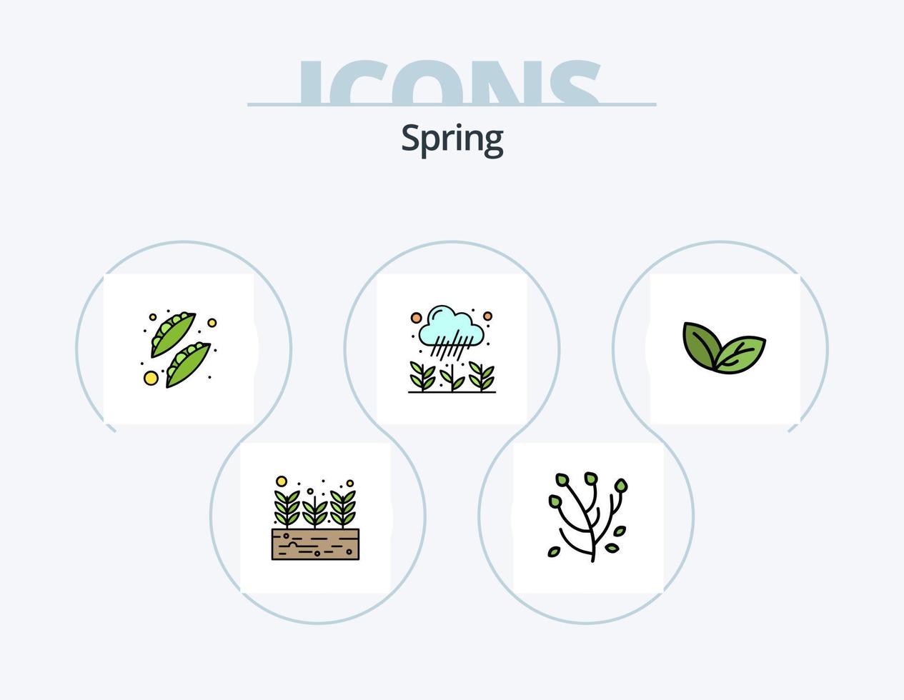 Spring Line Filled Icon Pack 5 Icon Design. cone. cream. garden. ice cream. sun vector