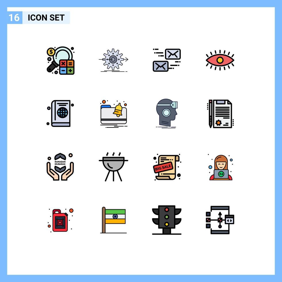 Universal Icon Symbols Group of 16 Modern Flat Color Filled Lines of design eyes setting eye marketing Editable Creative Vector Design Elements