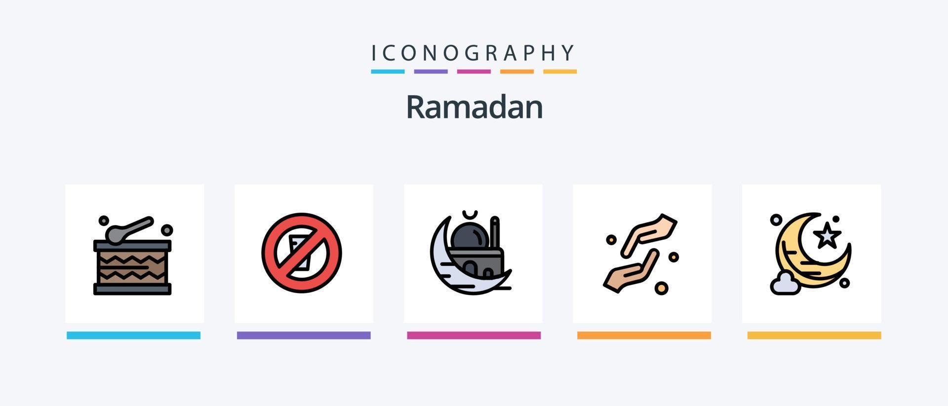 Ramadan Line Filled 5 Icon Pack Including mosque . ramadan. festival . prayer . muslim. Creative Icons Design vector