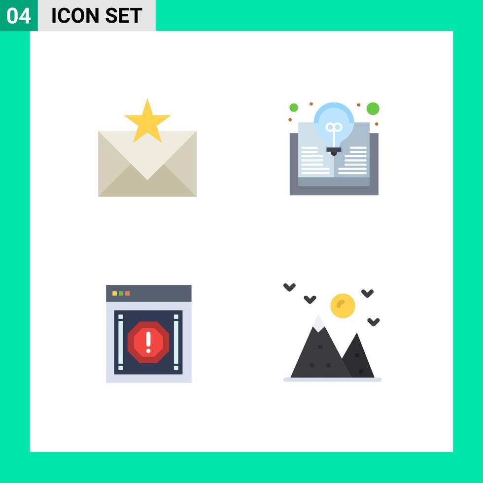 4 Creative Icons Modern Signs and Symbols of communication alert favorites book message Editable Vector Design Elements