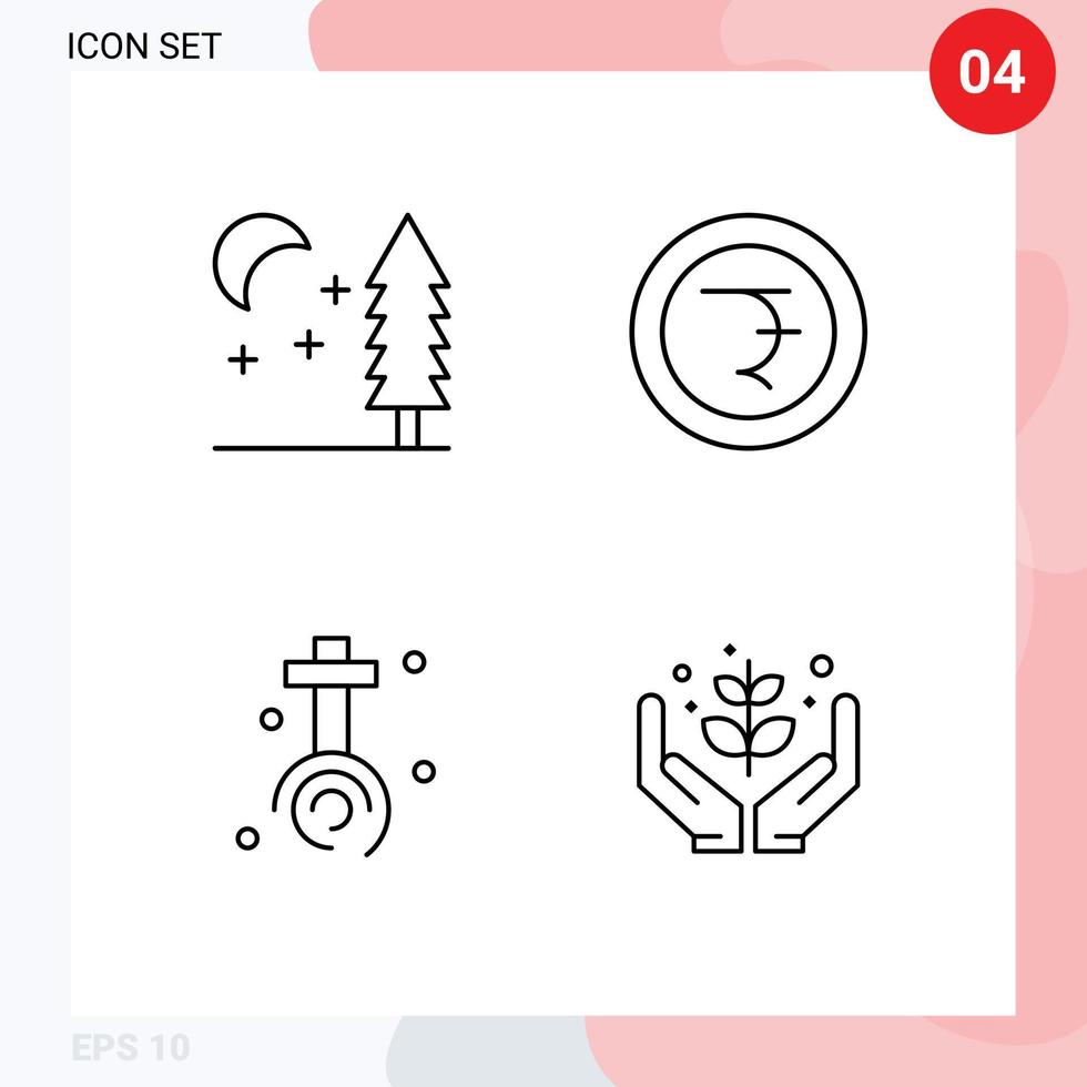 4 Line concept for Websites Mobile and Apps nature easter coin celebration farming Editable Vector Design Elements