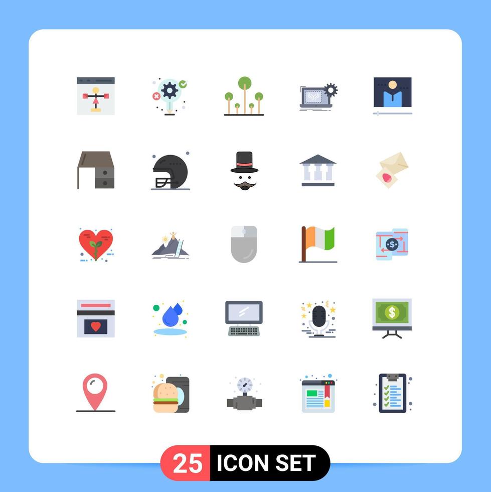 25 Universal Flat Colors Set for Web and Mobile Applications hardware electronics process circuit tree Editable Vector Design Elements