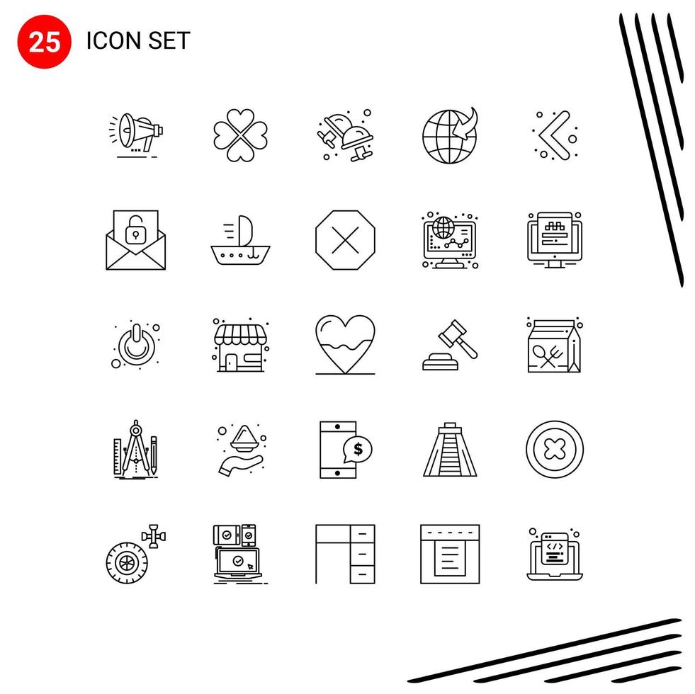 Pack of 25 creative Lines of left travel gift globe jewelry Editable Vector Design Elements