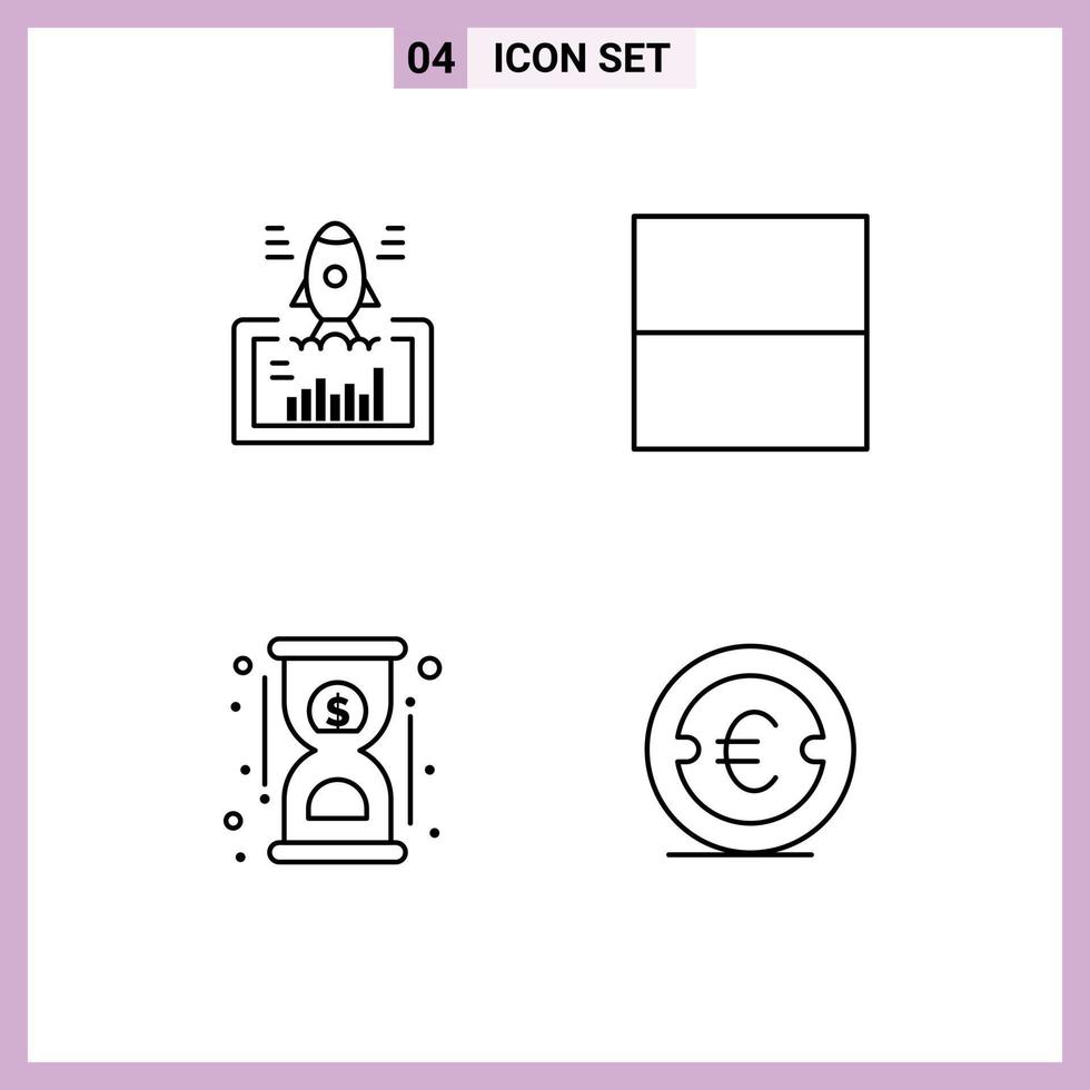 4 Creative Icons Modern Signs and Symbols of launch hourglass startup interface fast Editable Vector Design Elements