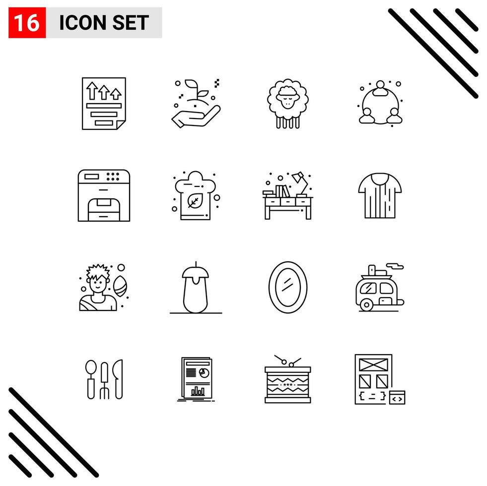 Group of 16 Modern Outlines Set for device network leaf user spring Editable Vector Design Elements