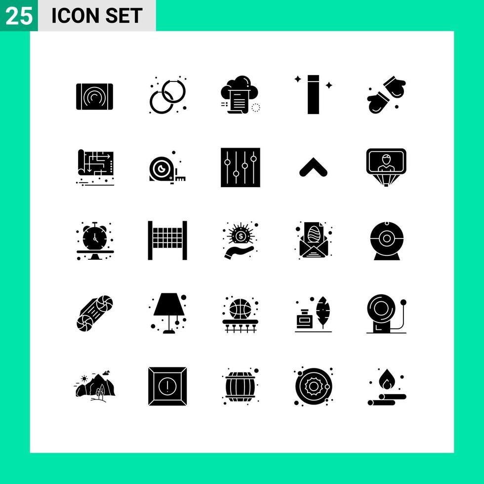 Modern Set of 25 Solid Glyphs Pictograph of arctic wizard file wand computing Editable Vector Design Elements