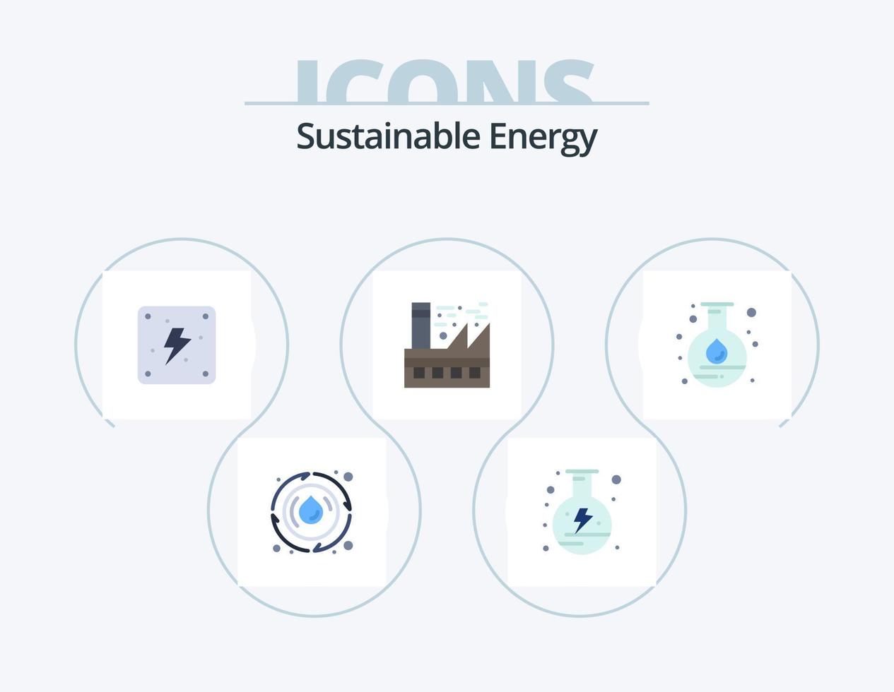 Sustainable Energy Flat Icon Pack 5 Icon Design. flask. environment. electricity. energy. eco vector