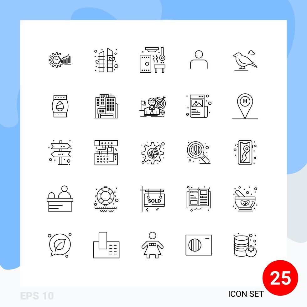 Set of 25 Vector Lines on Grid for sets people tree instagram sauna Editable Vector Design Elements