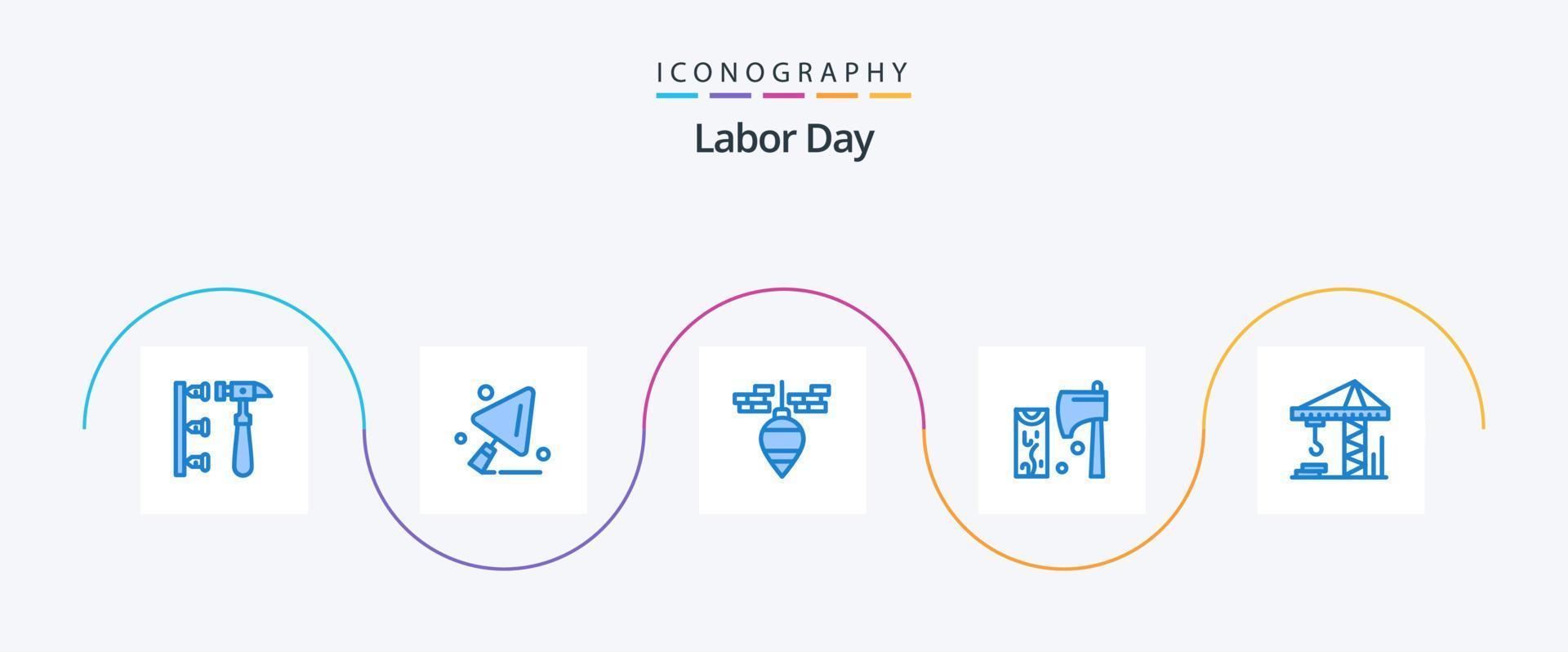 Labor Day Blue 5 Icon Pack Including architecture. wood. bob. tool. construction vector