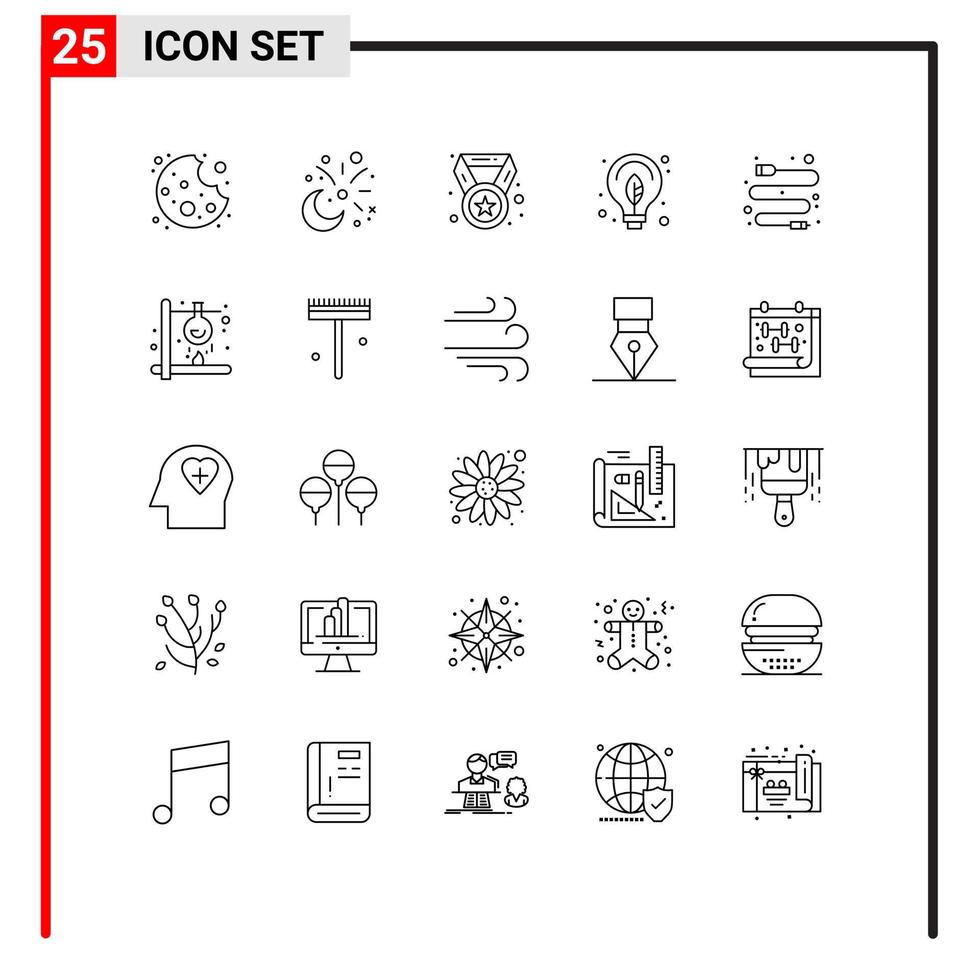 Line Pack of 25 Universal Symbols of data bulb achievement power energy Editable Vector Design Elements
