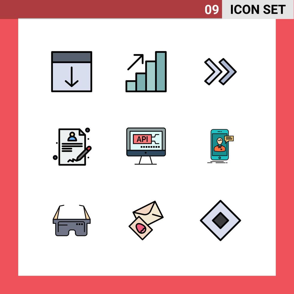 9 Filledline Flat Color concept for Websites Mobile and Apps education code arrow computer report Editable Vector Design Elements